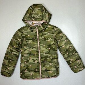 GAP Kids Camo Puffer Zip Up Jacket Size M